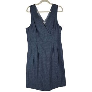 Toad & Co Atsuko Womens Dress Large Organic Sleeveless Blue Microdots Bohemian